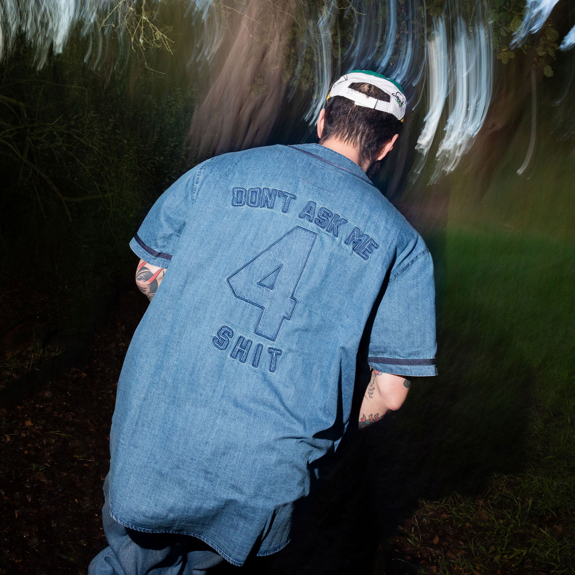 Snack Don’t Ask maglia baseball denim