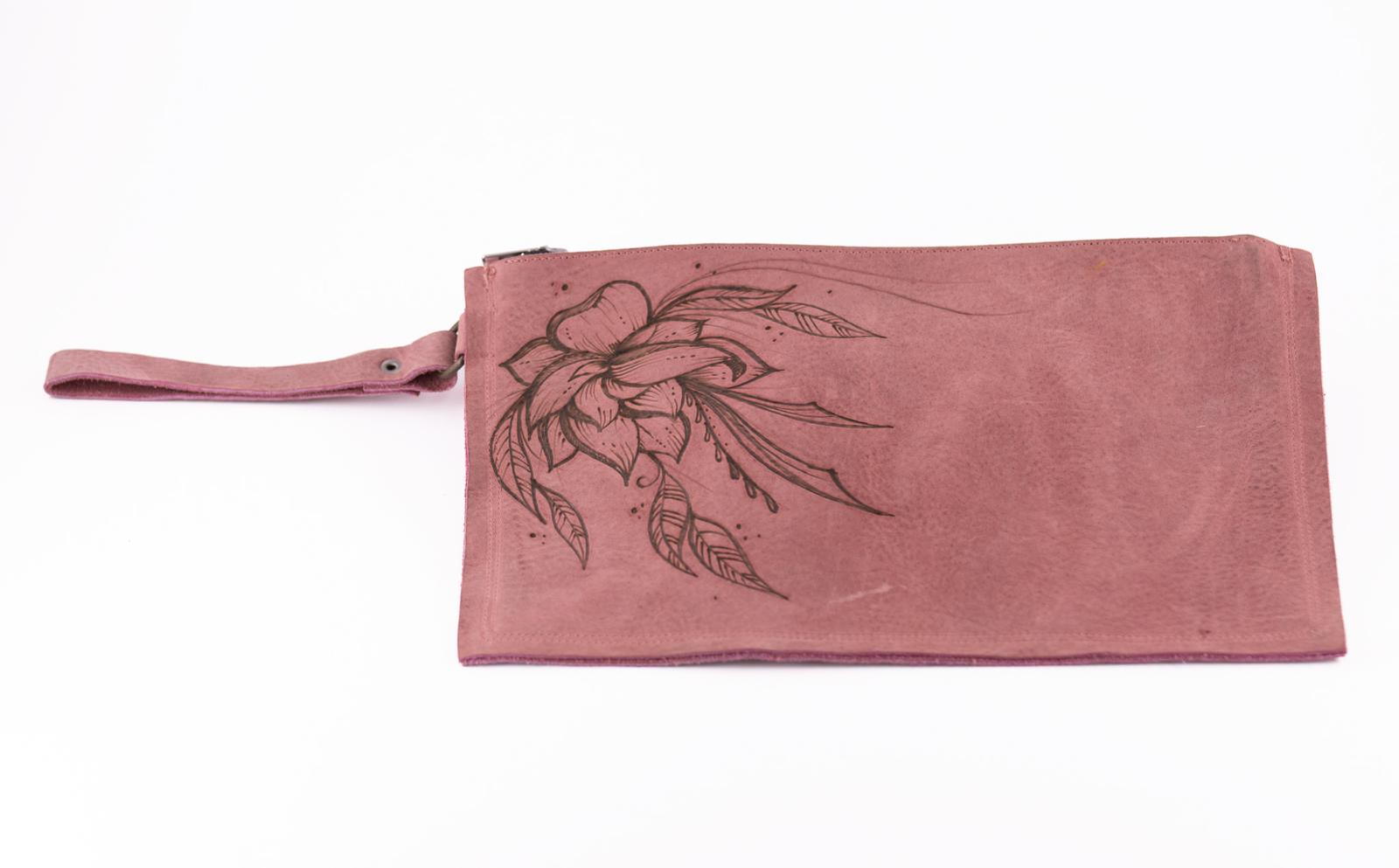 AC Longboards Uzuri Fiore di Loto pochette pelle rosa antico