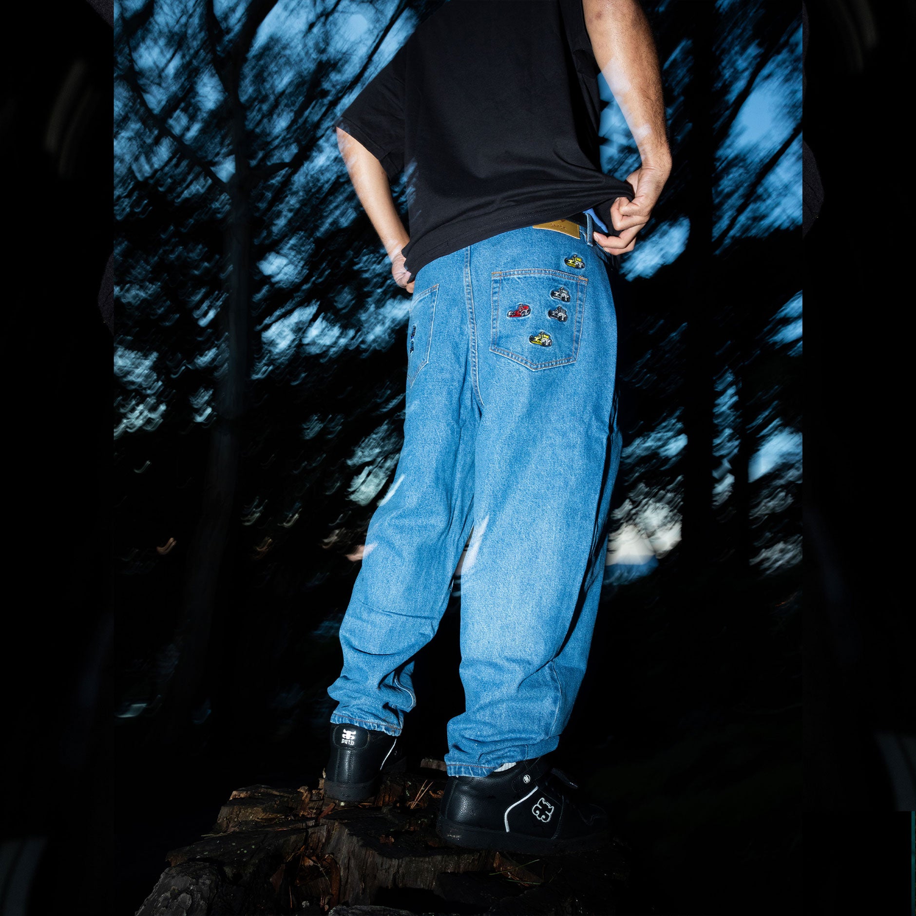 Snack Pole Position Jeans pantaloni denim 28 baggy