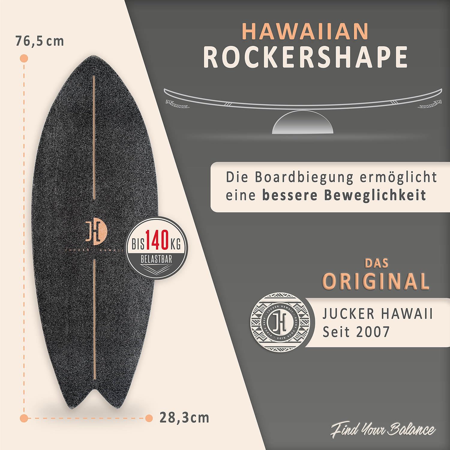 Jucker Hawaii Ocean Rocker balance board nera sughero