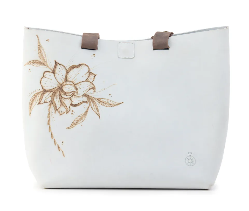 AC Longboards Light Grey Flower borsa pelle floreale