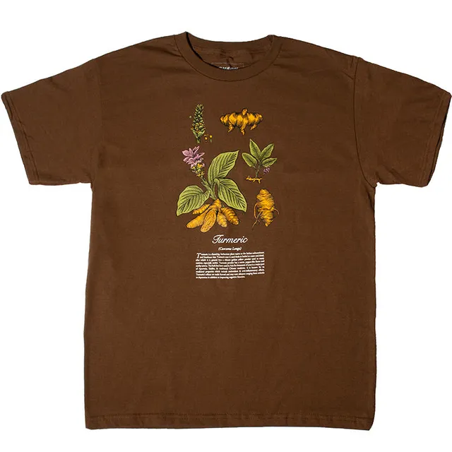 Snack Turmeric t-shirt marrone grafica serigrafata