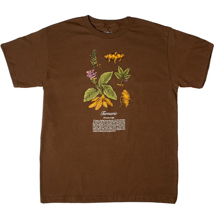 Snack Turmeric t-shirt marrone grafica serigrafata