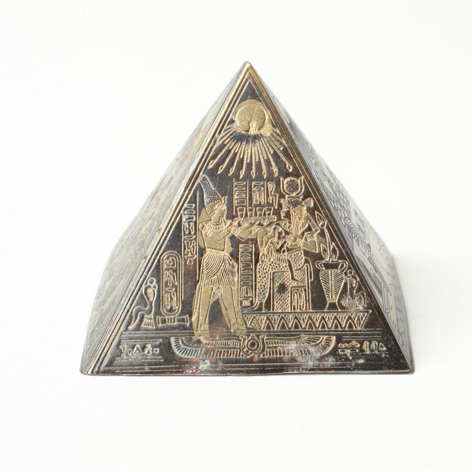 Piramide egizia ottone soprammobile geroglifici 1 pollice