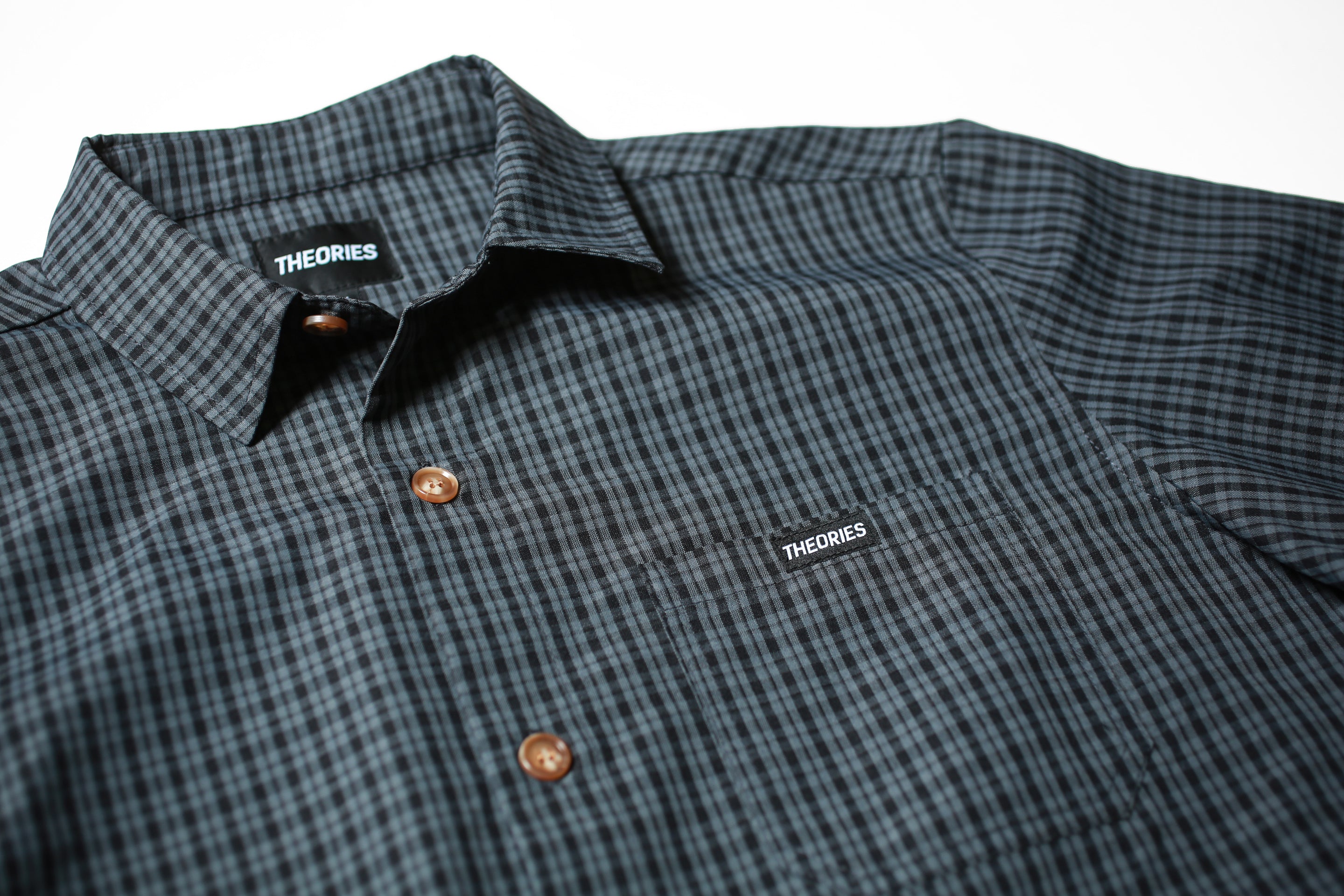 Theories Avignon camicia flanella uomo M cotone azzurra