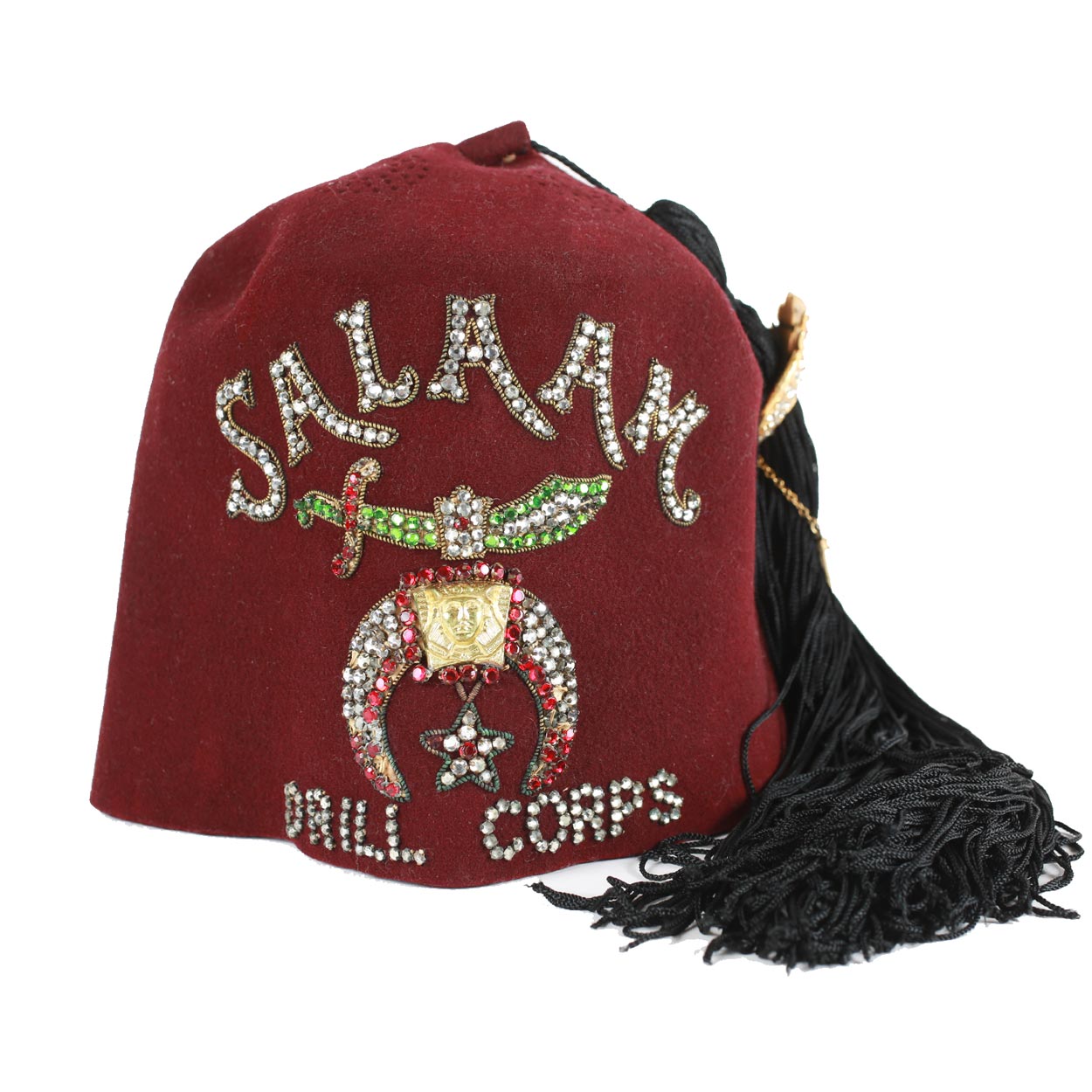 Shriners Fez cappello vintage bordeaux gioiello