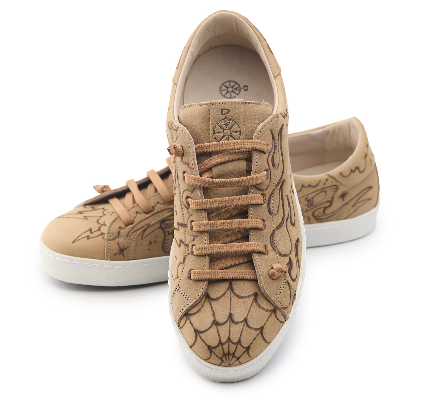 AC Longboards Biko Bomb sneakers pelle marrone tattoo