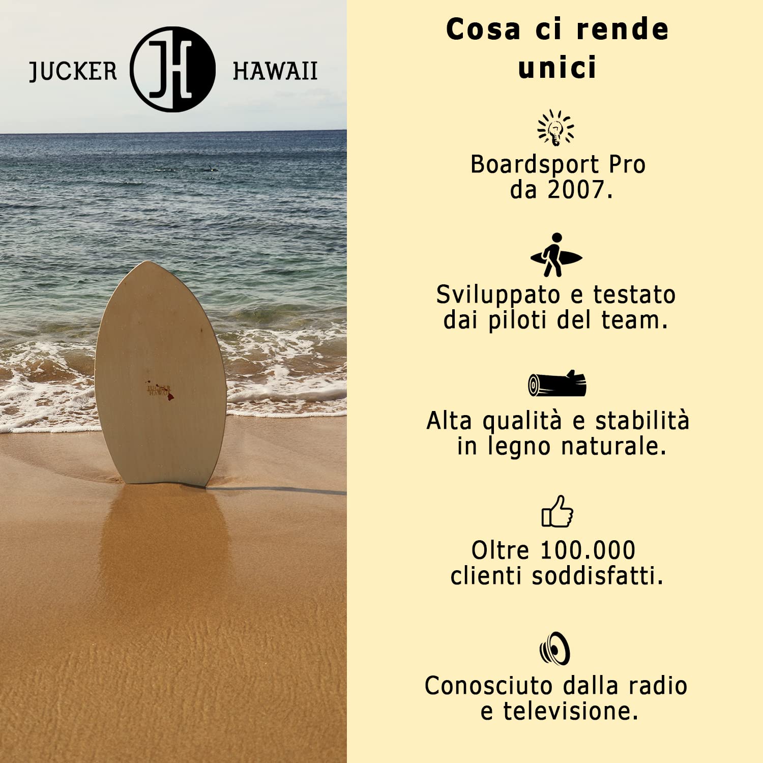 Jucker Hawaii Ohana skimboard legno nero 97,5 cm