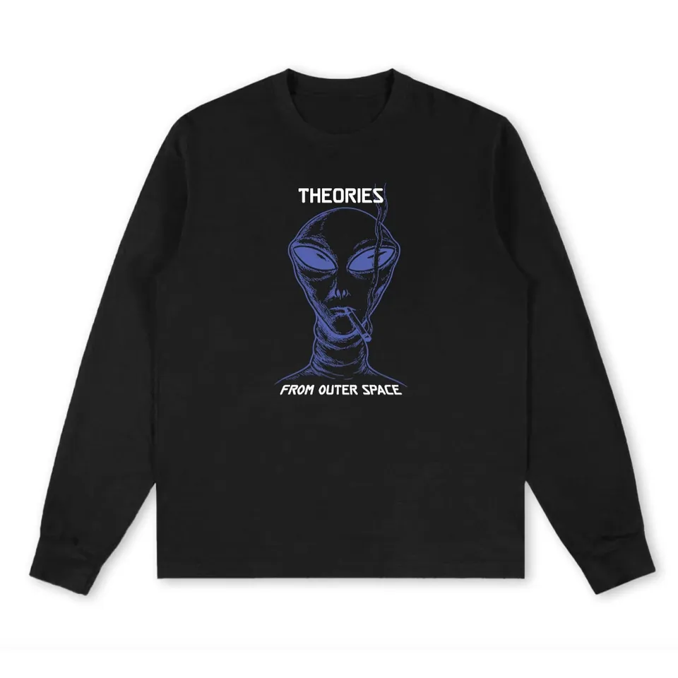 Theories Outer Space maglia maniche lunghe nera cotone