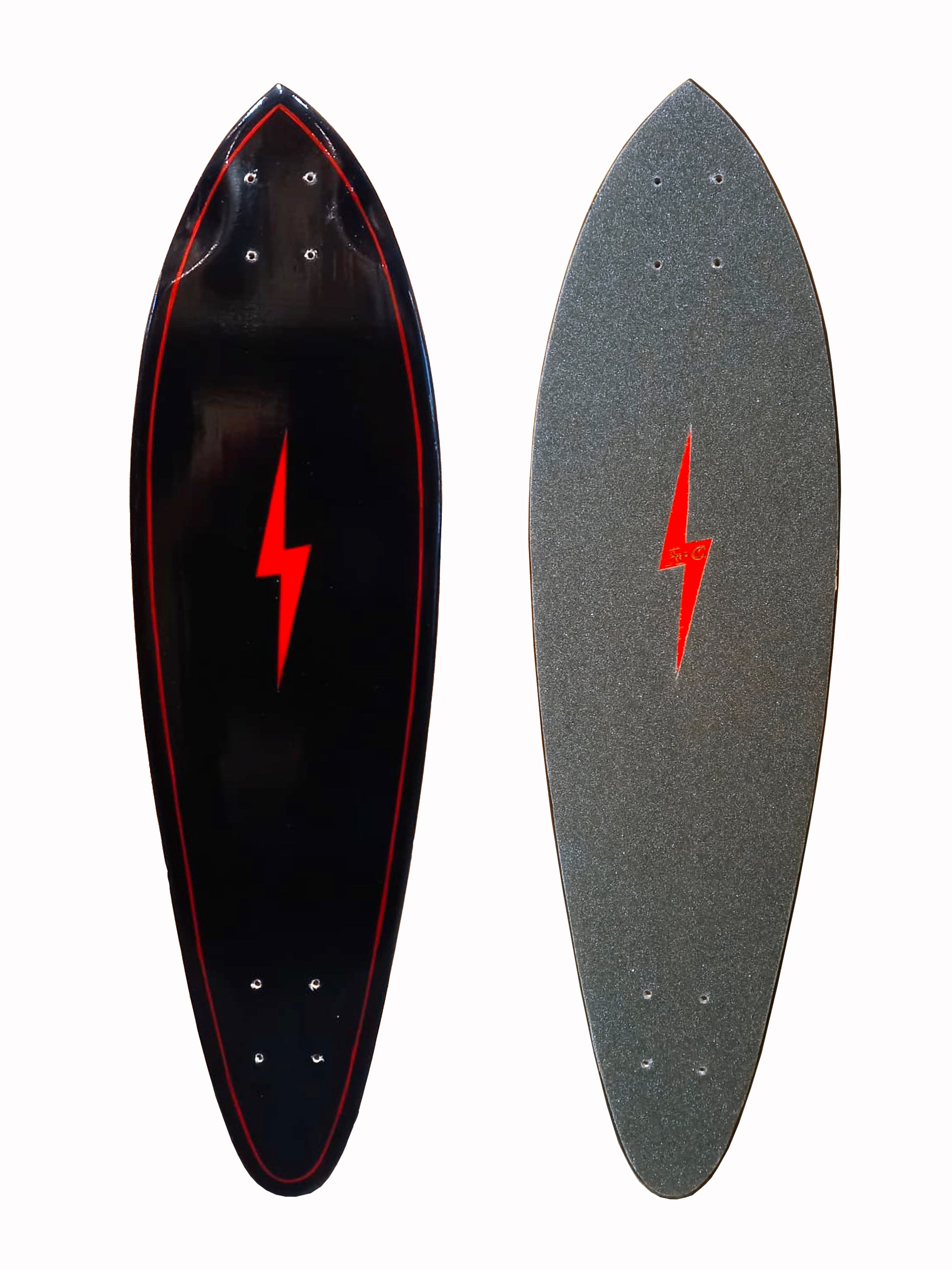 AC Longboards Lightning Bolt Black mini surf cruiser betulla