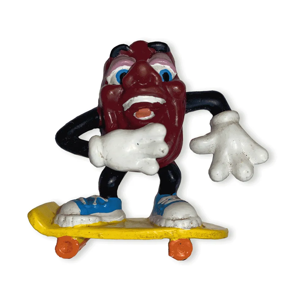 California Raisins Skateboard giocattolo vintage 1988