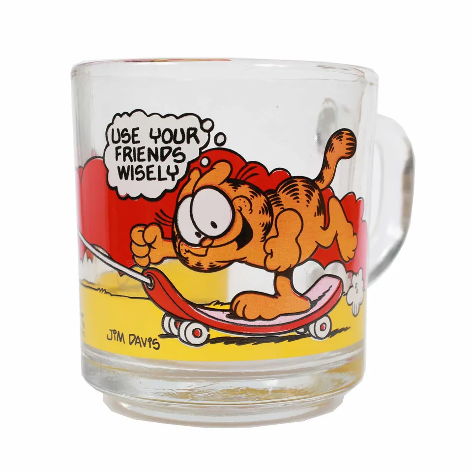 Garfield Use Friends Wisely tazza vetro 1978