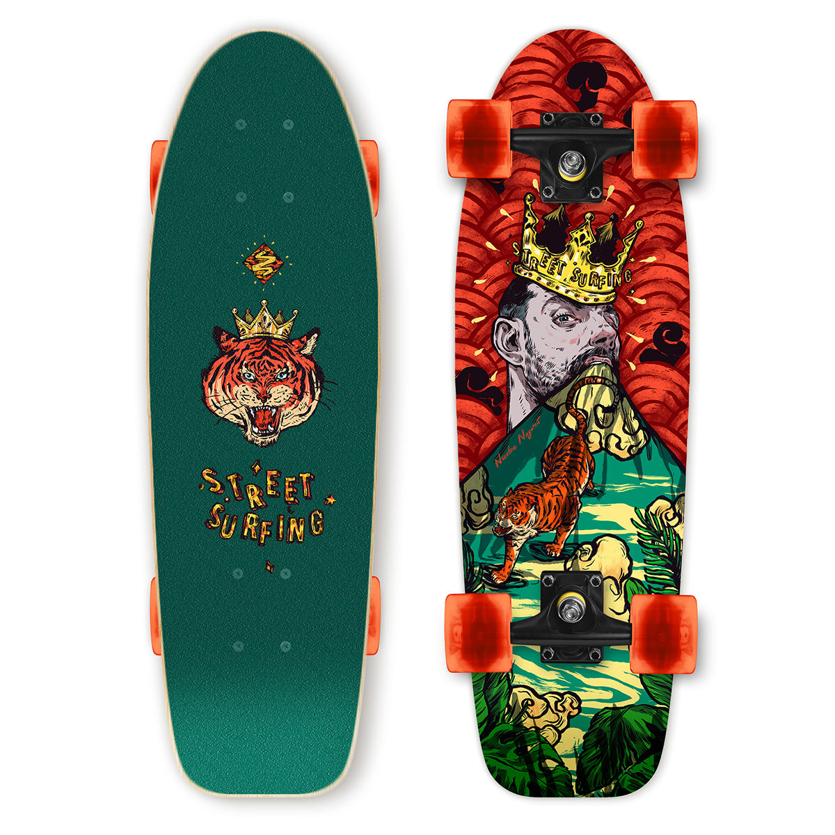 Street Surfing Cruiser Kicktail 28 skateboard Royal Tiger 28"